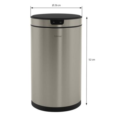 Poubelle automatique avec capteur ML-Design 30L argenté en inox avec anneau de maintien pour sac