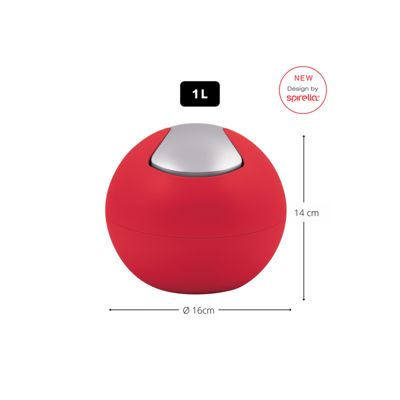 Poubelle à  bascule BOWL MATT 1L Rouge mat Spirella