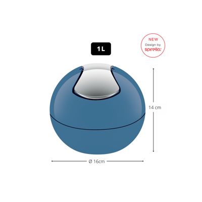 Poubelle à  bascule PP BOWL 1L Bleu Denim Spirella