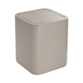 Poubelle carrée en polypropylène pour salle de bains, beige