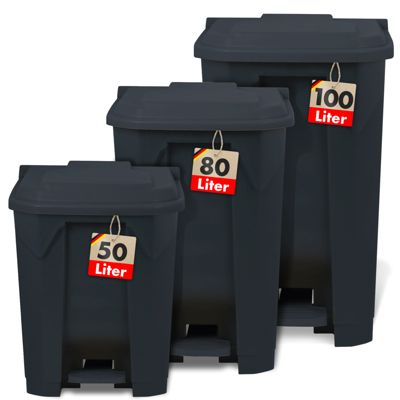 Poubelle conteneur Tri sélectif simplifié Pour la maison, le commerce, Gris 50 Litres - 43 x 40,2 x 60 cm