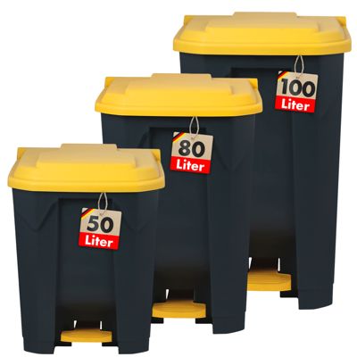 Poubelle conteneur Tri sélectif simplifié Pour la maison, le commerce, Jaune 80 Litres - 49,3 x 43 x 71 cm