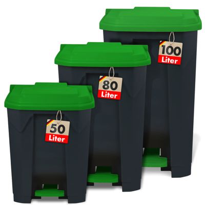 Poubelle conteneur Tri sélectif simplifié Pour la maison, le commerce, Vert 50 Litres - 43 x 40,2 x 60 cm