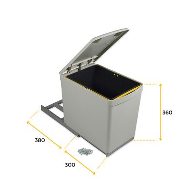 Poubelle coulissante 16 L avec ouverture automatique du couvercle - 8906621