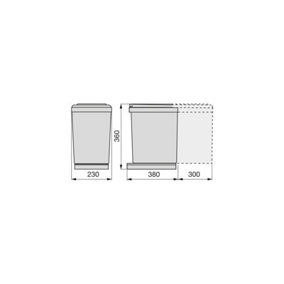 Poubelle coulissante 16 L avec ouverture automatique du couvercle - 8906621