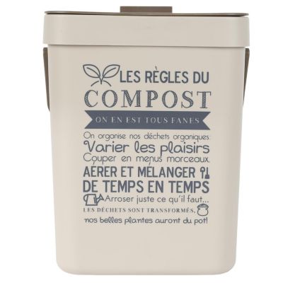Poubelle de compostage avec accroche pour suspendre Beige, L. 20 x l. 17.5 x H. 24.3 cm
