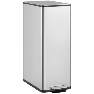 Poubelle de cuisine 20L - poubelle à pédale compartiment seau amovible - acier inox. argent
