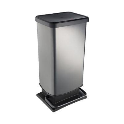 Poubelle de cuisine 40 l p dale rectangulaire Paso en polypropyl ne coloris carbone L.29 3 x P.35 3 x H.67 6 cm