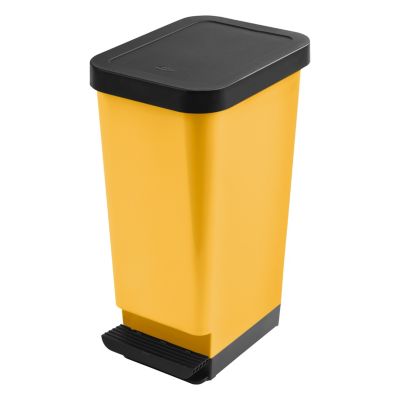 Poubelle de cuisine 45L Tontarelli en polypropylène (PP) coloris jaune ouverture à pédale l.29 x P.38,7 x H.61 cm