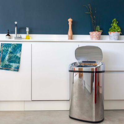 Poubelle de cuisine à ouverture automatique Kitchen Move Majestic inox 58 L