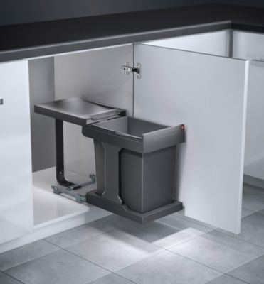 Poubelle de cuisine coulissante encastrable sous évier 20L Hailo Solo Manuelle