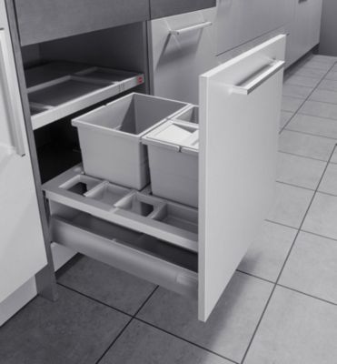 Poubelle de cuisine encastrable pour meuble coulissant 34L Hailo Separato K 600 Coloris - Gris