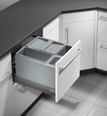 Poubelle de cuisine encastrable pour tiroir coulissant 30L Hailo AS XXL 450