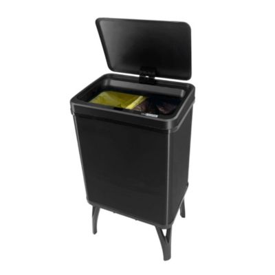 Poubelle de recyclage intelligente WELLHOME à ouverture automatique et contact manuel 15 L + 15 L 35,5 x 26 x 60 cm Noir