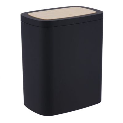 Poubelle de salle de bain 5L ouverture par pression -  Noir et Beige
