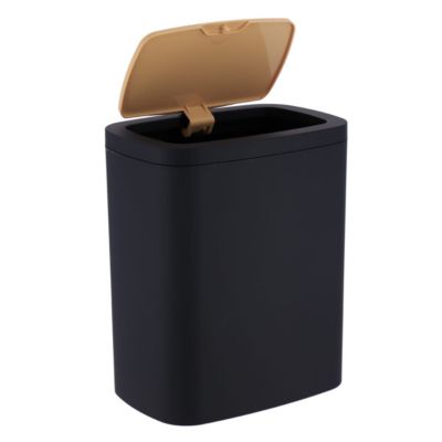 Poubelle de salle de bain 5L ouverture par pression -  Noir et Beige