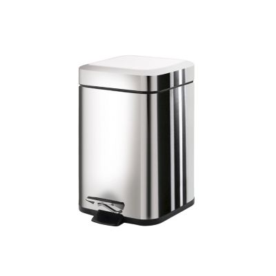 Poubelle De Salle De Bain Carrée En Acier Inoxydable Brillant 3L