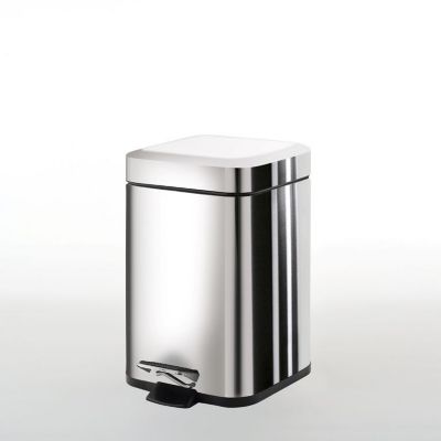 Poubelle De Salle De Bain Carrée En Acier Inoxydable Brillant 3L