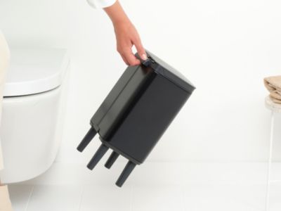 Poubelle de salle de bains 4 L compacte en acier, noir mat, Brabantia Bo Waste Bin