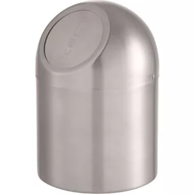 Poubelle de salle de bains ronde 1 litre GoodHome Kolva en acier inoxydable coloris argent Ø11,8 x H.17,5 cm