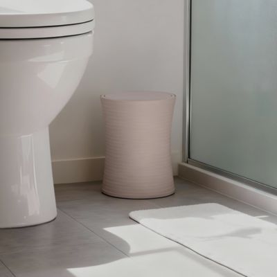 Poubelle de salle de bains ronde 3 litres GoodHome Drina en ABS coloris taupe Ø20,2 x H.25,2 cm