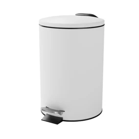 Poubelle de salle de bains ronde 3 litres GoodHome Koros en acier coloris blanc Ø17 x H.25,5 cm