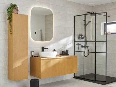 Poubelle de salle de bains ronde 5 litres GoodHome Kina en polystyrène coloris noir Ø21 x H.28 cm