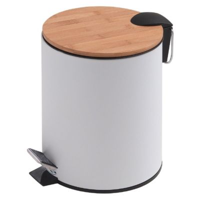 Poubelle De Salle De Bains Ronde De 3 Litres À Pédale, Blanche