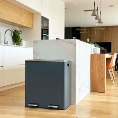 Poubelle de tri 2 compartiments Kitchen Move Major gris 60 L