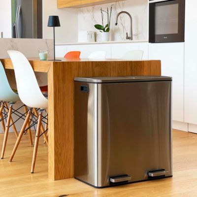 Poubelle de tri 2 compartiments Kitchen Move Major inox 60 L