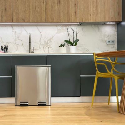 Poubelle de tri 2 compartiments Kitchen Move Major inox 60 L