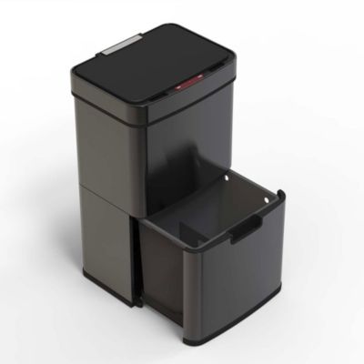 Poubelle de tri 2 compartiments Kitchen Move Narvik noir 75 L