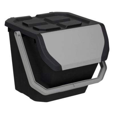 Poubelle de tri 24L en plastique noir - Noir- 5five