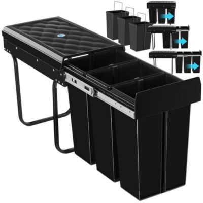 Poubelle de tri 3 compartiments de 10 L chacun noir
