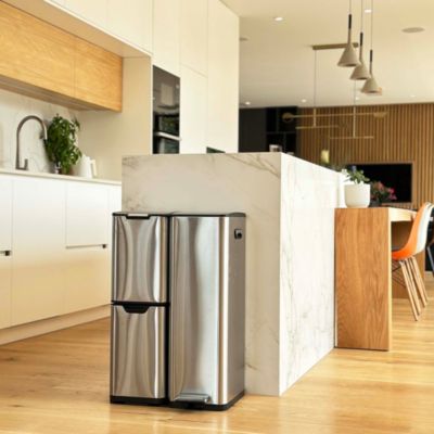 Poubelle de tri 3 compartiments Kitchen Move Haja inox 60 L