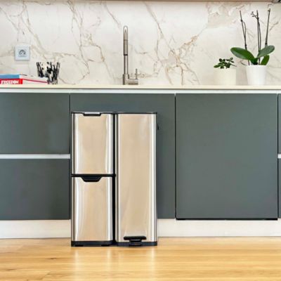 Poubelle de tri 3 compartiments Kitchen Move Haja inox 60 L