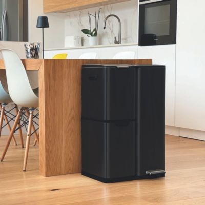 Poubelle de tri 3 compartiments Kitchen Move Haja noir 60 L