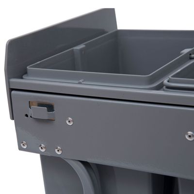 Poubelle de tri coulissante - 3 bacs amovibles avec poignée - 2 x 10L et 1 x 20L - métal PP gris