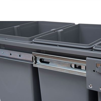 Poubelle de tri coulissante - 3 bacs amovibles avec poignée - 2 x 10L et 1 x 20L - métal PP gris