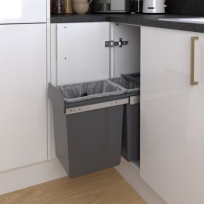 Poubelle de tri coulissante GoodHome Vigote 30 cm, 2 bacs
