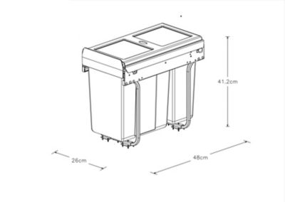 Poubelle de tri coulissante GoodHome Vigote 30 cm, 2 bacs