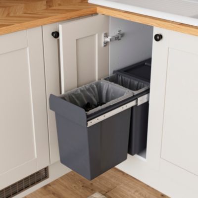 Poubelle de tri coulissante GoodHome Vigote 30 cm, 2 bacs