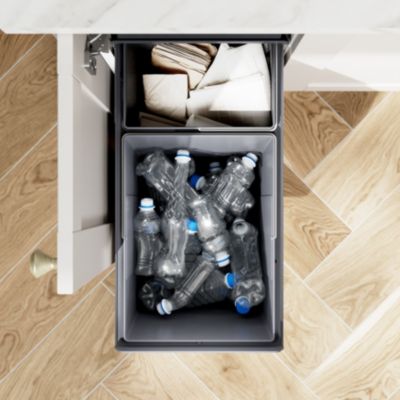 Poubelle de tri coulissante GoodHome Vigote 30 cm, 2 bacs