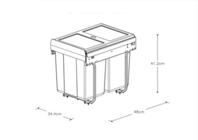 Poubelle de tri coulissante GoodHome Vigote 40 cm, 2 bacs