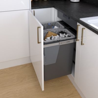 Poubelle de tri coulissante GoodHome Vigote 60 cm, 2 bacs
