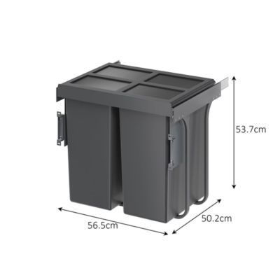 Poubelle de tri coulissante GoodHome Vigote 60 cm, 2 bacs
