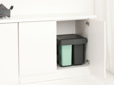 Poubelle de tri encastrable 3 bacs Brabantia Sort & Go vert clair
