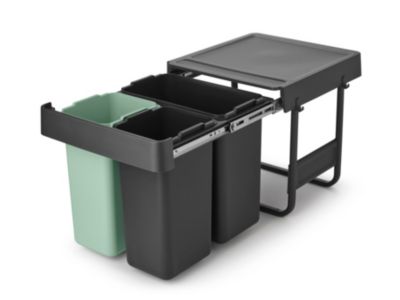 Poubelle de tri encastrable 3 bacs Brabantia Sort & Go vert clair