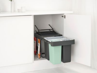 Poubelle de tri encastrable 3 bacs Brabantia Sort & Go vert clair