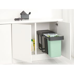 Poubelle de tri encastrable Brabantia Sort & Go 2 x 15 L vert clair
